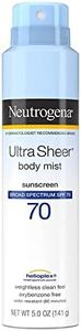 Neutrogena Ultra Sheer Body Mist Sunscreen Spray Broad Spectrum SPF 70, Lightweight, Non-Greasy & Water Resistant, Oil-Free & Non-Comedogenic UVA/UVB Sunscreen Mist, 5 oz