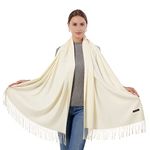 Women Pashmina Scarf Wrap Shawl, White Soft Wool, Travel Blanket Accessories, Evening Wedding Party, Mom in Law Female Hostess Grandma Best Friend Sister Wife Girlfriend Christmas Good Gift