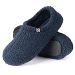 RockDove Women's Teddy Fleece Closed Back Indoor Slipper, Size 9-10 US Women, Navy Blue