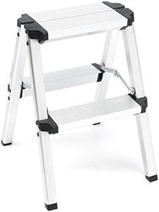 HORUSDY Portable 2-Step Folding Ladder, Aluminium Frame Light Weight Anti Slip Safety Small Ladder, Heavy Duty 150KG Capacity