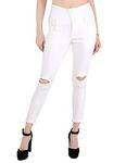 MM-21 5-Button Knee Cut Denim High Waist Skinny Fit Women Jeans