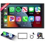 [2GB+64GB] Car Radio Double Din mit GPS Navi Android mit Wireless Carplay, Android Auto, 7 Inch Touchscreen 1080P Screen Car Stereo Radio, Bluetooth, Hifi, FM/RDS Radio, Wifi, AHD Camera, USB 2 Din