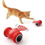 FEELNEEDY Interactive Cat Toy, Electric Goldfish Toy with Various Flexible Actions and Attractive Colorful Flashing Light, Rechargeable Cat Toy (Red)