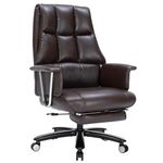 Office Chair Heavy Duty with Footrest, 400lbs-Big Tall PU Leather Ergonomic Office Chair for Heavy People High Back Computer Task Reclining Chair with Wide Thick Cushion Large Home Office Chair