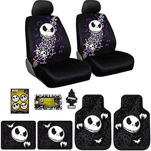 Nouveau design 10 pièces étrange Noël de monsieur Jack de voiture Truck SUV Housses de siège en caoutchouc Ensemble de tapis de sol avant et arrière avec Format voyage Violet Slice