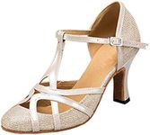 TDA Womens Mid Heel Champagne PU Le