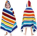 ORIGINAL KIDS Hooded Bath Towel Wrap - 100% Cotton Terry Large Oversized Hooded Kids Towel - Toddler Shower Pool Beach Towel - Soft Plush Absorbent Quick Dry Easycare Gift - 30x60- Cabana Stripe Multi