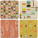 CoasterStone Absorbent Coasters, 4-1/4-Inch, Retro Modern, Set of 4