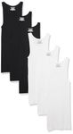 Amazon Essentials Men's Tank Vests, Pack of 6, Black/White, S