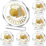 Anglechic 6 Pcs Acrylic Sports Trophy Award 4.72 x 4.72 Inch Sports Contest Trophy Plaques Sports Trophy Prize Gift Team Participation Trophies for Competition Prize (Basketball)