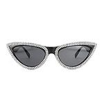 FUPRECIOUS Rhinestone Cat Eye Womens Sunglasses Bachelorette Cute Diamond Retro Vintage Plastic Frame, White, Medium