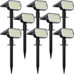 Fratink Solar Spot Lights Outdoor, [8 Pack/52 LED] 2-in-1 Solar Landscape Spotlights, 3 Lighting Modes Solar Garden Lights, IP65 Waterproof Flood Lights for Patio Pathway Driveway Yard(Cool White)