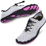 hiitave Womens Water Shoes Quick Dry Barefoot for Swim Diving Surf Aqua Sports Pool Beach Walking Yoga, A/Light Gray/Purple, 7