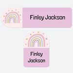 50 x No Iron Personalised Stick On Waterproof Washable Name Labels Great for Clothes, School Uniform, Equipment, Shoes. School, Nursery, Day Care, Hospital - Boho Rainbow