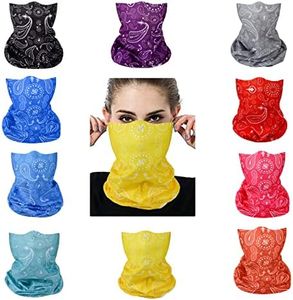 Cutewing 10PCS Paisley Ourdoor Face Mask Tube Bandanas Buffs Gator Masks Multi Headwear Seamless Neck Gaiter Magic Headband Elastic Face Cover Sweatband with UV Resistant