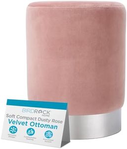 BIRDROCK HOME Round Ottoman Foot Stool – Soft Padded Modern Design – Ideal for Living Room, Bedroom – Compact Footrest, Vanity Chair, Small Furniture – Foam Seating, Decorative Accent (Dusty Rose)