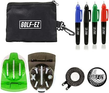 Golf-EZ TRI-LINE Golf Ball Alignment Kit with Carry Case | Swing Path Arrows & Ball Identifiers (Green/Black)