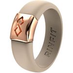 Rinfit Silicone Rings for Women - Silicone Wedding Bands Women - Infinity Ring with Metal Plate - Rubber Rings - Patented Design - Nude & Rose Gold - Size 8