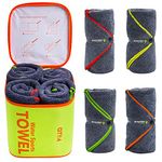 4Monster 4 Pack Microfiber Bath Towel Camping Towel Swimming Towel Sports Towel with Accessory Bag, Quick Dry & Super Absorbent for Travel Gym Boat RV, Suitable for Adults Kids Family, 24 X 48 Inch