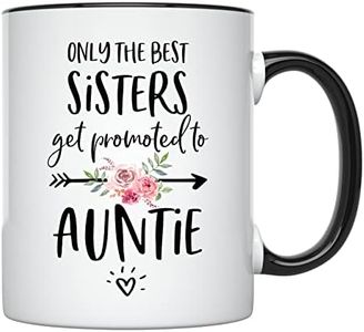YouNique Designs Only the Best Sisters Get Promoted To Aunt Mug, 11 Ounces, Aunt Pregnancy Announcement, Aunt Mug (Black Handle)