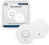 Sensereo Smoke and Heat Alarm,10-Year Sealed-Battery Life Smoke Alarm, Interlinked Smoke and Heat Alarm Bundle for Home, (1 Smoke & 1 Heat)