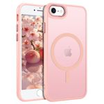 GUAGUA iPhone SE Case 2022/2020 iPhone 6/6S Case iPhone 7 Case iPhone 8 Case [Compatible with Magsafe] Translucent Matte Back Slim Thin Anti-Scratch Shockproof Protective Phone Cases-Pink