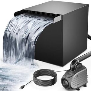 NFESOLAR Large Pond Waterfall Kit, 5-Stage Filtration Stainless Steel Waterfall Box, 1200GPH Water Pump and 10 FT Corrugated Tubing, for Outdoor Pond, Water Gardens, Stream N4333