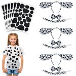 9 Pieces Dalmatian Dog Costume Set with Dog Ears Headband Bow Tie Tail and 144 Pieces Black Felt Stickers Irregular Felt Pads