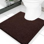 Smiry Chenille U-Shaped Toilet Bathroom Rugs, Soft Absorbent Non-Slip Contoured Rugs, Machine Washable Contour Bath Mats for Bathroom Toilet (20"x20", Brown)