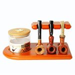 MUXIANG Pipe Stands for Cigar Humidor Jar and Pipe European Beech Wood Tobacco Pipe Rack Stand Display for 6 Pear Wood Tobacco Pipes (jar and Pipe not Included) FA0073