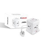 Goldmedal Turbocharge 4+3 (2 Meter Cable Length) Power Strip with Dual USB + 1 USB C Type Ports, Overload Protection, Master Switch with Indicator & Safety Shutter – White, Pack of 1 for Home & Office