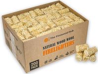 200 - Natural Eco Wax Coated Wood Wool Firelighters for Safe, Clean and Odorless Ignition of Wood and Log Burners, BBQs, Pizza Ovens, and More - The Perfect Fire Starter For Any Occasion (200)