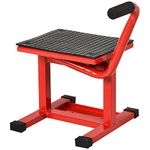 DURHAND 150KG Steel Motorbike Jack Lift Rubber Platform Crank Lift Manual Repair Clean Hoist Table Assist Off-Road Dirt Bike Stand Red - 27.5/39.5 Hcm