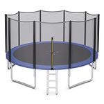 Goplus Trampoline 8FT 10FT 12FT 14FT 15FT 16FT, ASTM Approved Outdoor Recreational Trampolines W/ Enclosure Net, Ladder, Weatherproof Combo Bounce Trampoline for Backyard Kids Adults (15FT, External-Net)