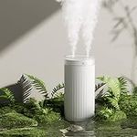 JISULIFE Small Humidifier, 500ml Portable Mini Humidifier, Personal Cool Mist Humidifiers for Bedroom Quiet, Dual Mist Ports, Auto Shut-Off, Desk Humidifier for Baby Bedside Travel Plant Car White