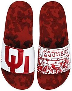 Hype Co - NCAA Team Graphic and Color Unisex Quick Dry Slydr Sandal, Oklahoma Sooners, 12 Women/10 Men
