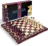 Wegiel Imperator 21-Inch Luxury Wooden Chess Set for Adults and Kids - Handcrafted from Premium Beech and Birch Wood - Unique Folding Design with Chess Piece Storage, Maroon