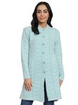 eWools Women's winterwear Woolen Long Coat Cardigan (Firozi, X-Large)