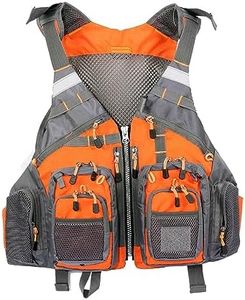 Multifunctional Kayak Life Jackets for Adults - Fishing, Multi Pocket Portable Detachable Clothing with Floating Material Breathable Life-Saving Rock Fishing (Orange)