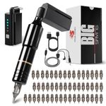 Solong Tattoo Pen Kit Rotary Tattoo Gun Machine with Wireless Tattoo Power Supply 50Pcs Cratridge Tattoo Needles Black EM128KITPRD50-1