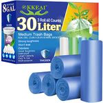 OKKEAI 30 Liter Biodegradable Kitchen Trash Bags - Thicker 0.98 MIL Recycling Bags, Medium Wastebasket Liners for Home Office, Lawn, Bathroom - 60 Count- Blue