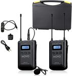 Movo WMX-20 48-Channel UHF Wireless Lavalier Microphone System with 1 Receiver, 1 Transmitter, and 1 Lapel Microphone Compatible with DSLR Cameras (100m Audio Range)