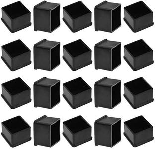 Bonsicoky 20Pcs Square Furniture Leg Caps 1-3/8" x 1-3/8" (35 x 35mm), Anti-Slip Rubber Chair Leg Caps, Furniture Floor Protectors for Chair Table Sofa, Black