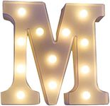 LED Letter Lights Light Up Letters Sign Battery Powered Christmas Lamp Home Bar Decoration for Night Light Wedding/Birthday Party (Letter M)