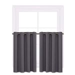 NICETOWN Grey Kitchen Blackout Valances - 36-in Energy Saving Privacy Protected Bunk Bed Curtain Window Curtain Tiers with Eyelets (52W by 36L Inches,Grey,2 Panels)