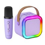 Kinglucky Gift Idea Karaoke Machine for Kids, Portable Mini Karaoke Machine Bluetooth Speaker with 1 Microphone, Colorful Lights & Long Play Time, Birthday Gift for Girl Ages 3-12 Toys Party (Purple)