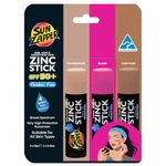 Sun Zapper Beauty Pack - Light Skin Tone, Dark Skin Tone, Pink (3 Pack) - SPF 50+ Zinc Oxide Sunscreen Sticks