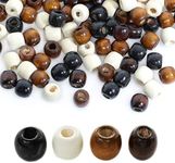 100Pcs Large Hole Barrel Wood Beads