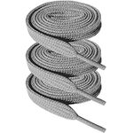 Flat Shoelaces 5/16" Wide Lengths 52",Shoes Lace - Shoelaces - Flat Shoe Laces for Sneakers and Shoes Athletic, Fat Shoe Lace Gray 3pack, L