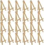 U.S. Art Supply 5" Mini Natural Wood Display Easel (Pack of 24), A-Frame Artist Painting Party Tripod Easel - Tabletop Holder Stand for Small Canvases, Kids Crafts, Business Cards, Signs, Photos, Gift